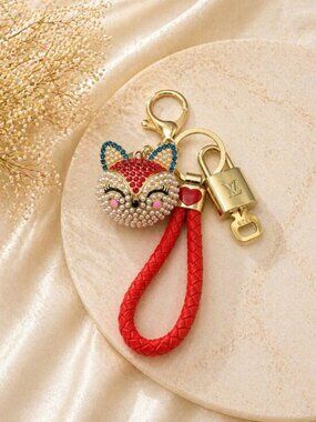 LV Gold Padlock 🔑 Authentic Louis Vuitton Charm + Unbranded Fox Head Keychain
